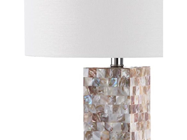 Safavieh Lighting Collection Importes Jacoby Cotton Table Lamp, 28.9" - Cream (Like New, Damaged Retail Box)