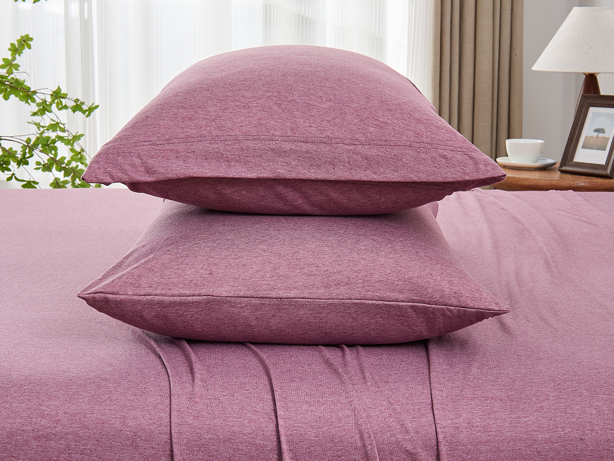 Kathy Ireland 4 Piece Heathered Jersey Knit Cotton Sheet Set (Full/Rose)