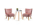 Costway 3pcs Accent Chairs and Side Table set 2pcs Velvet Sofa Round Sofa Table - Pink
