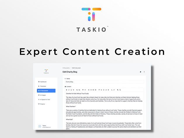 Taskio: The Ultimate AI Productivity Tool: Lifetime Subscription