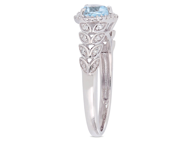 1/2 Carat (ctw) Sky Blue Topaz Heart Promise Ring in 10K White Gold - 7
