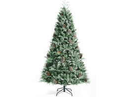Costway 8ft Snow Flocked Artificial Christmas Tree w/ 1651 Glitter PE & PVC Tips - Green