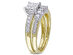 Princess Cut Diamond Engagement Ring & Wedding Band Set 1.0 Carat (ctw Color H-I Clarity I2-I3 ) in 14K White & Yellow Gold - 10