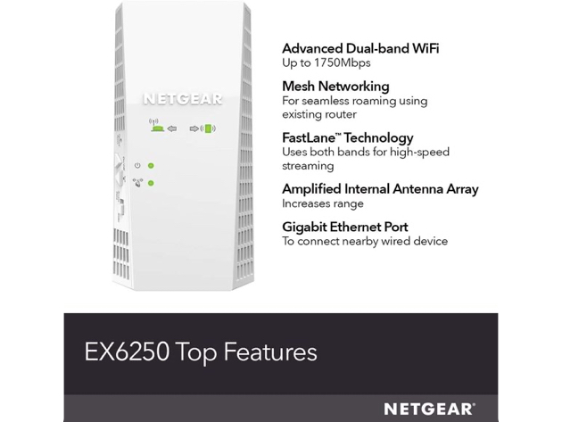 Netgear WiFi Mesh Range Extender EX6250 Coverage up to 1500 sq.ft. & 25 devices (Used, Open Retail Box)