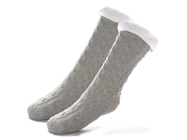 Extra Thick Winter Slipper Socks with Non-Slip Grip  - Gray - Product Image