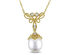 9-9.5mm White Freshwater Cultured Drop Pearl Pendant Necklace in 14K Yellow Gold with Chain