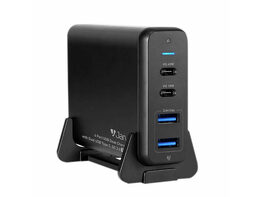 JarvMobile DTC6000BLK 4 Port USB Desk Charger with Dual USB Type C