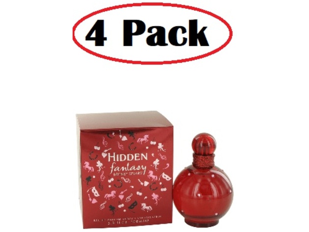 4 Pack of Hidden Fantasy by Britney Spears Eau De Parfum Spray 3.4 oz