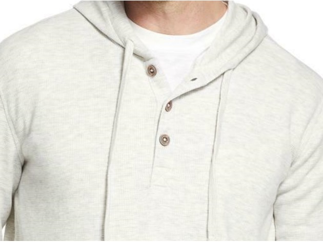 Weatherproof Men's extured Henley Hoodie Oatmeal Size Small