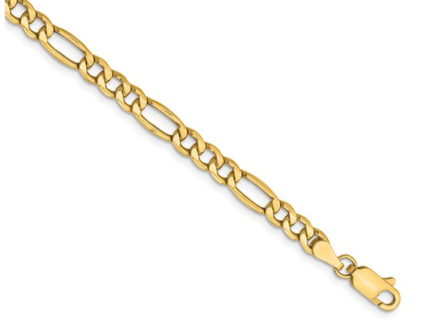 14K Yellow Gold Figaro Chain Bracelet 7 Inches (4.20 mm)
