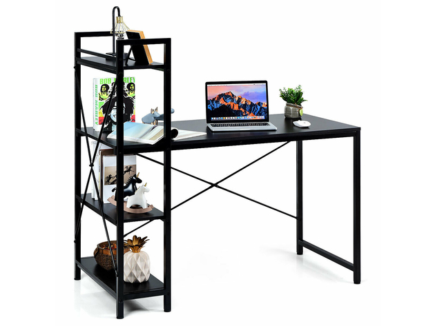 desk with 4 tier shelves