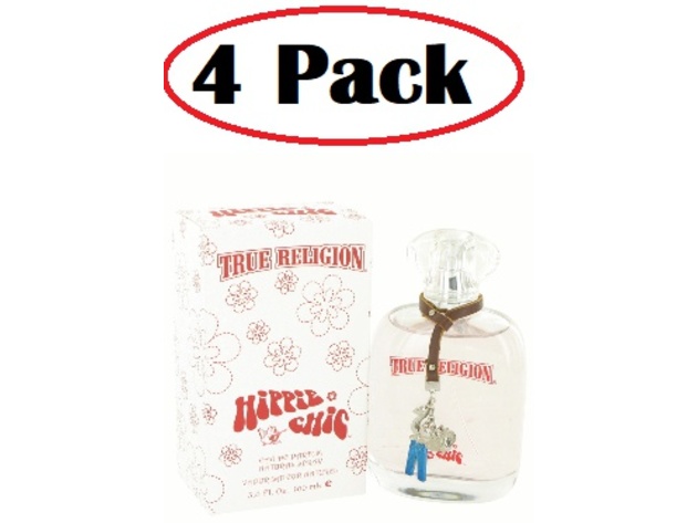 4 Pack of True Religion Hippie Chic by True Religion Eau De Parfum Spray 3.4 oz