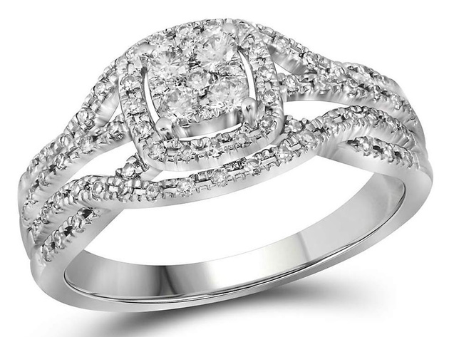 1/3 Carat (ctw H-I, I1-I2) Diamond Engagement Ring in 10K White Gold - 8.5