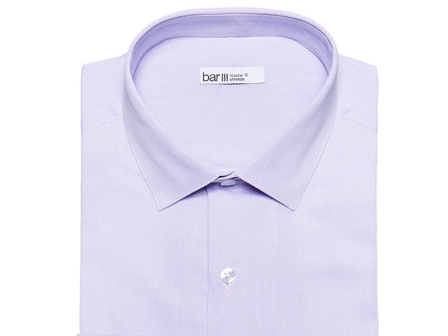 Bar III Men's Max Slim-Fit Textured Dress Shirt Purple Size 14-32-33