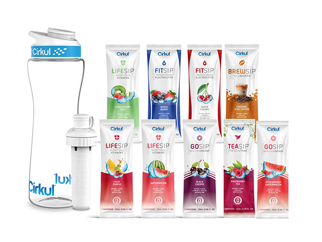 Cirkul Best Sellers Bundle: 22oz Plastic Bottle, Lid, & 9 Flavor Cartridges