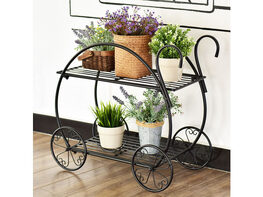 Costway Heavy Duty Metal Flower Cart Pot Rack Plant Display Stand Holder Decor - Black