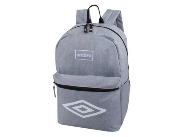 Umbro Kids' Backpack with Front Zip Pocket, Interior Laptop Sleeve and Organizer etc. 18 Inch, Gray/Black