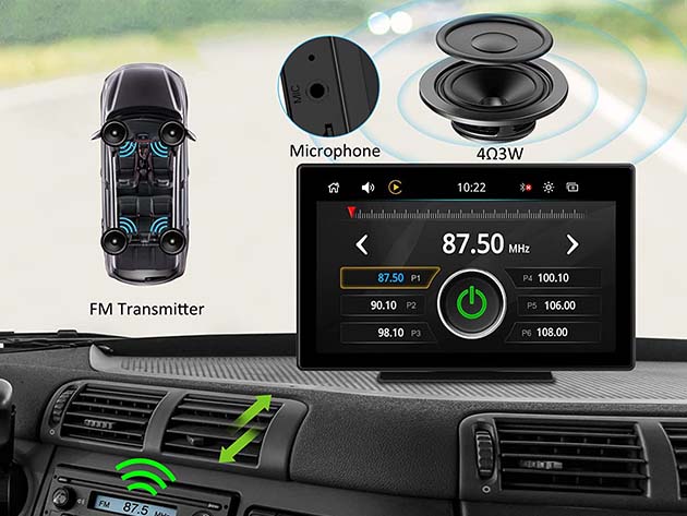 7" wireless heads-up car display with apple carplay & android auto compatibility and phone mirroring