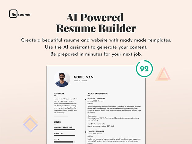 The Complete Resoume AI Assistant Resumé Writer: Lifetime Subscription