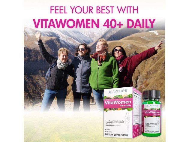 Avalife VitaWomen40+ Daily - Multivitamin for Women 40+ Gluten Free, Vegan & Non-GMO - 60 Capsules