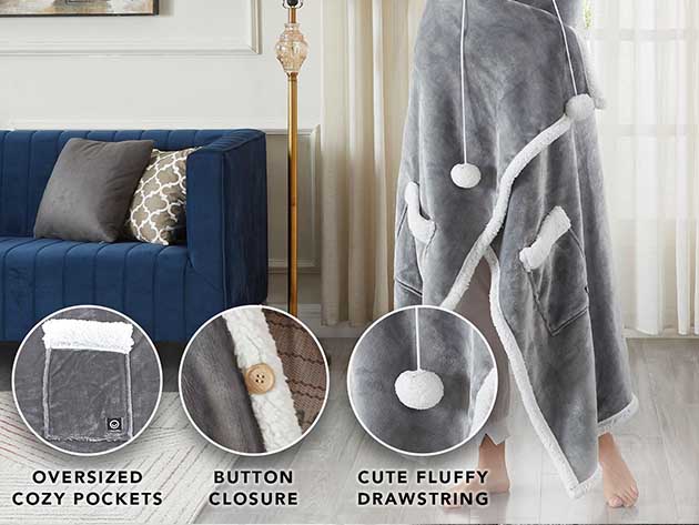 Milani Blanket with Hoodie (Light Grey)