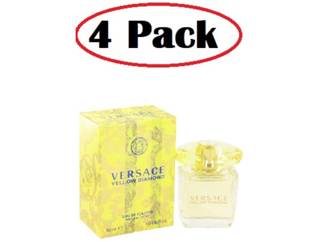 4 Pack of Versace Yellow Diamond by Versace Eau De Toilette Spray 1 oz