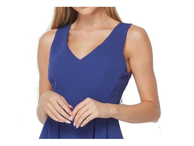 Teeze Me Women's Juniors' Pleated Fit & Flare Dress Blue Size 7