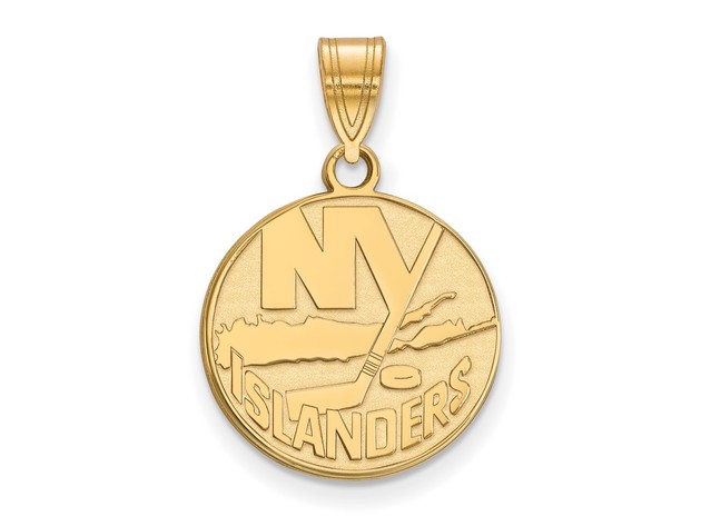 14k Yellow Gold NHL New York Islanders Medium Disc Pendant