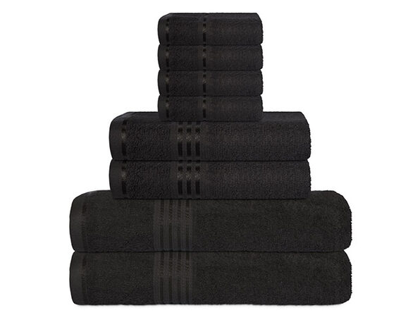 Hurbane Home 8-Piece Bath Towel Set Black - Product Image