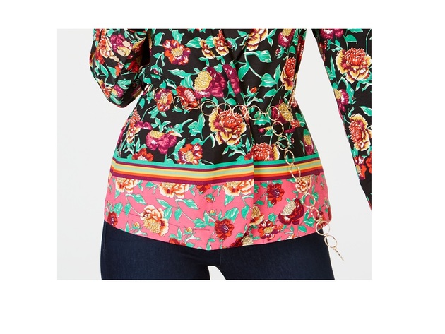 Thalia Sodi Women's Floral Belted Blazer Pink Size Small