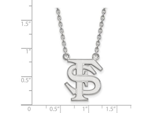14k White Gold Florida State Large 'FS' Pendant Necklace