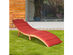 Costway 2 Piece Folding Wooden Outdoor Lounge Chair Chaise Red Cushion Pad Pool Deck 