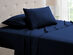4-Piece Bamboo Blend Waffle Hem Sheet Set (Navy/Full) 