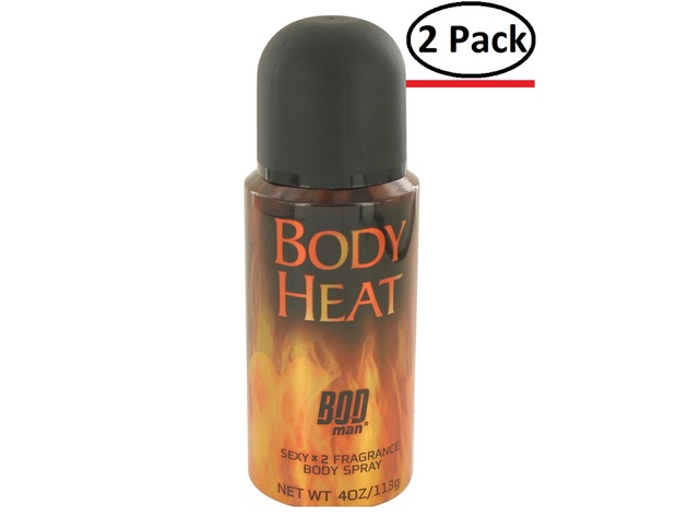 Bod Man Body Heat Sexy X2 by Parfums De Coeur Body Spray 4 oz for Men (Package of 2)