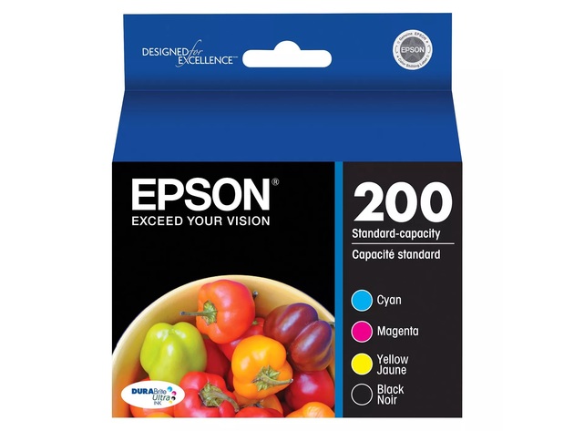 Epson 200 4 Pack Ink Cartridges, Black, Yellow, Magenta and Cyan with DURABrite Ink [New Open Box]