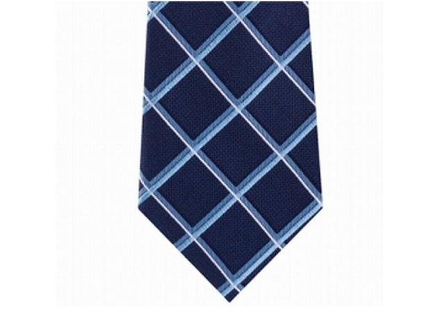 Michael Kors Men's Very Dark Blue Diamond Plaid Neck Tie Turq Size Regular