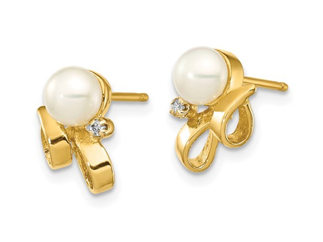 14K Yellow Gold Freshwater Cultured Pearl Post Earrings