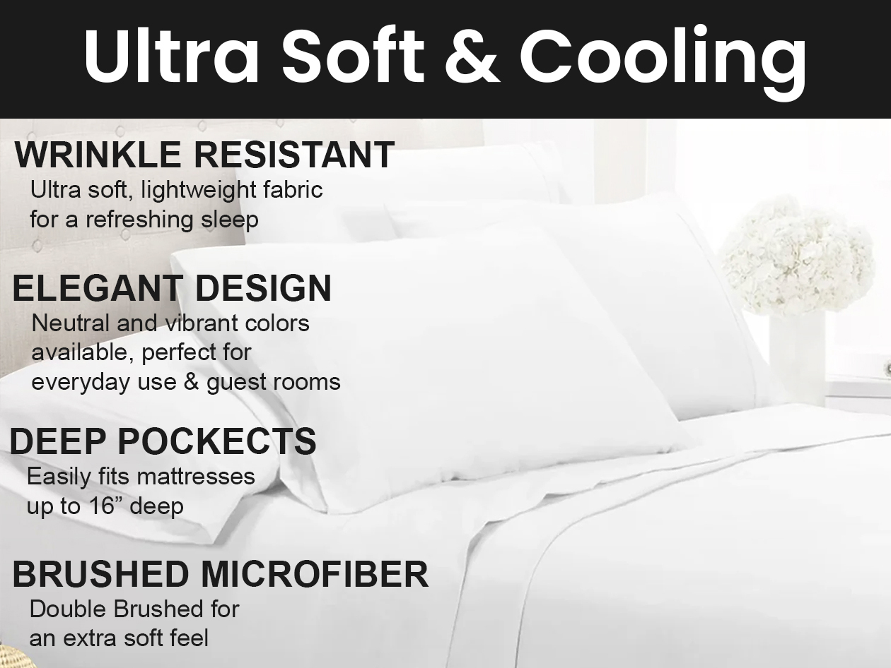 Super-Soft 1800 Series Bamboo Blend 6-Piece Sheet Set (White/King)