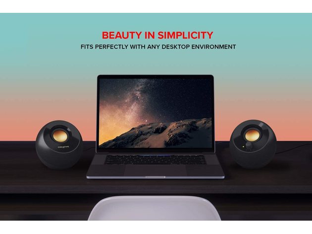 Creative Pebble Plus 2.1 USB-Powered Desktop Speakers with Powerful Down-Firing Subwoofer and Far-Field Drivers, Up to 8W RMS Total Power for Computer PCs and Laptops (Black) - Certified Refurbished Brown Box C Grade