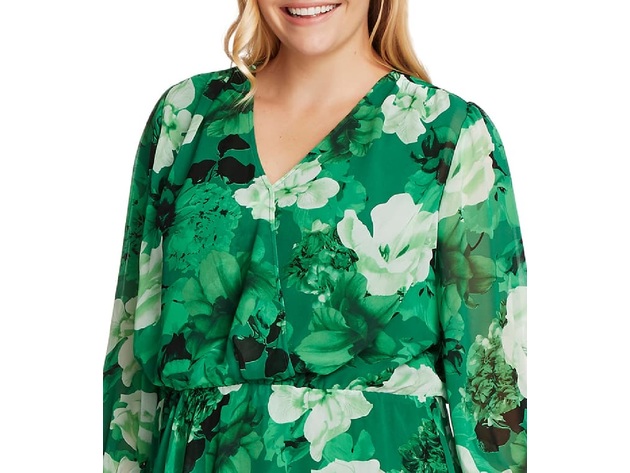 Vince Camuto Women's Floral Cinch Waist Asymmetrical Hem Chiffon Blouse Size Small