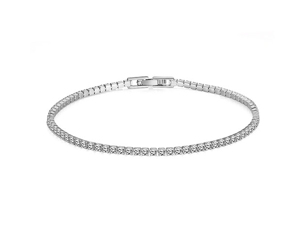 Classic Round Tennis Bracelet Ft. 3mm Swarovski Crystals (Silver)