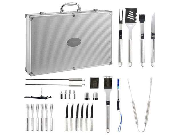 Cheer Collection 30-Piece BBQ Set with Aluminum Case