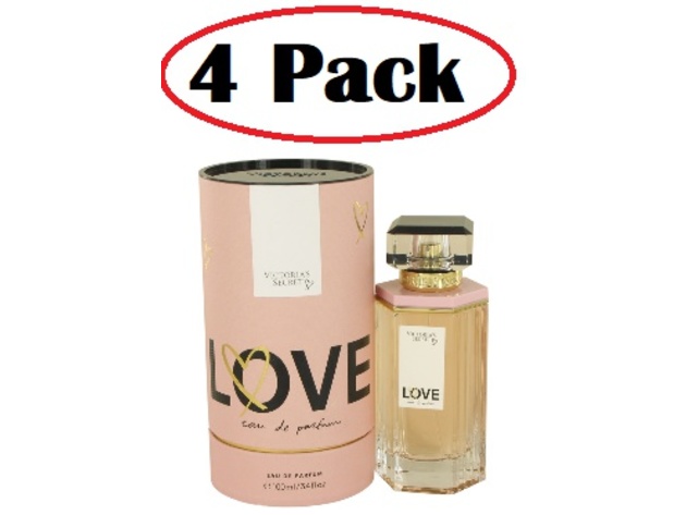 4 Pack of Victoria's Secret Love by Victoria's Secret Eau De Parfum Spray 3.4 oz