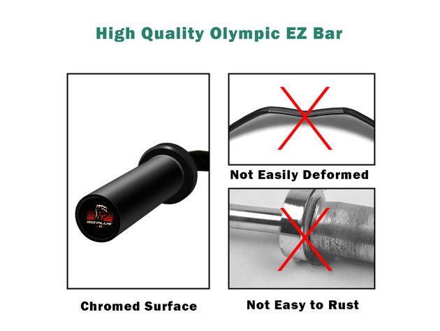Goplus 48''Phosphate Steel Olympic EZ Curl Bar 28mm Grip Home Gym Fitness Equipment - Black