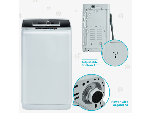 Costway Portable Full-Automatic Laundry Washing Machine 8.8lbs Spin Washer W/ Drain Pump - Gray