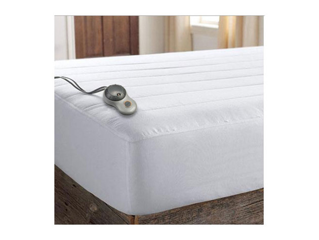 Sunbeam Thermofine Quilted Striped Heated Electric Warming Mattress Pad ...
