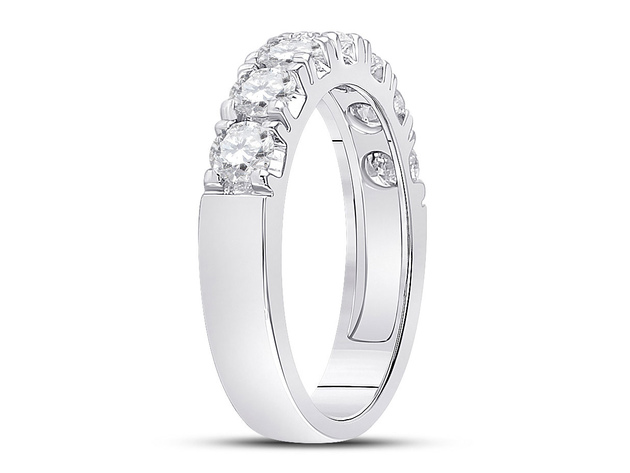 1.00 Carat (ctw G-H, I1-I2) Diamond Wedding Anniversary Band in 14K White Gold - 8