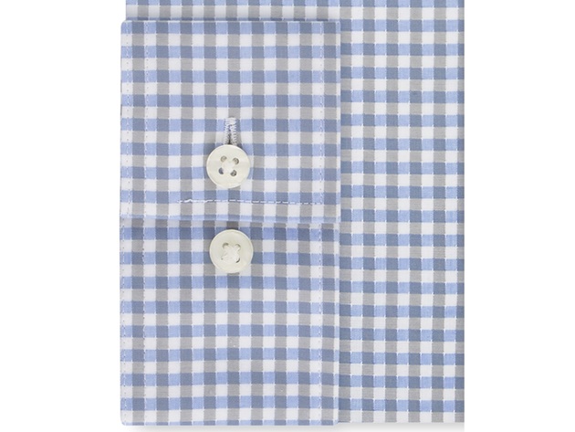 Michael Kors Men's Slim-Fit Non-Iron Airsoft Performance Stretch Check Dress Shirt Blue Size 16-36-37