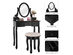 Costway Vanity Table Makeup Table Cushioned Mirror 5 Drawers Black - Black