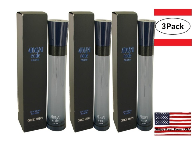 3 Pack Armani Code Colonia by Giorgio Armani Eau De Toilette Spray 4.3 oz for Men